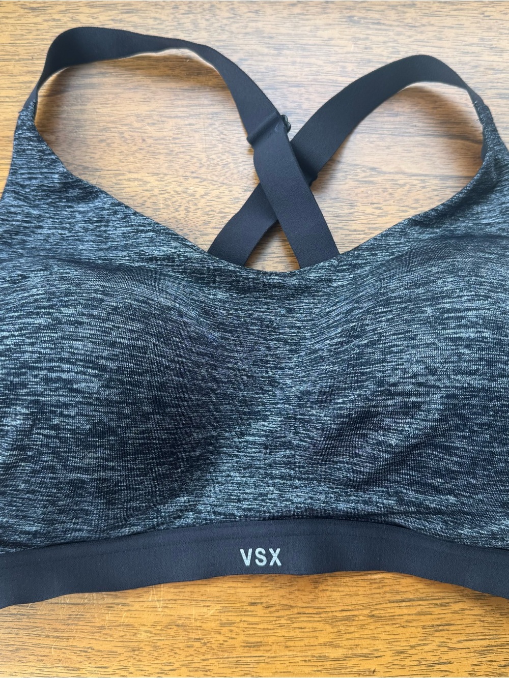 VSX Heathered Black Crossback Sports Bra